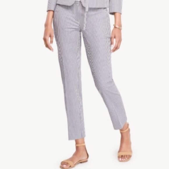 Ann Taylor Seersucker Devin Straight Leg Pants - Picture 3 of 3